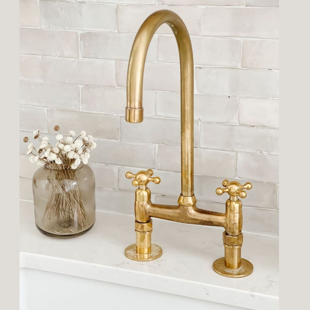 Brass Bridge Faucet - Antique Brass Kitchen Faucet VSB01