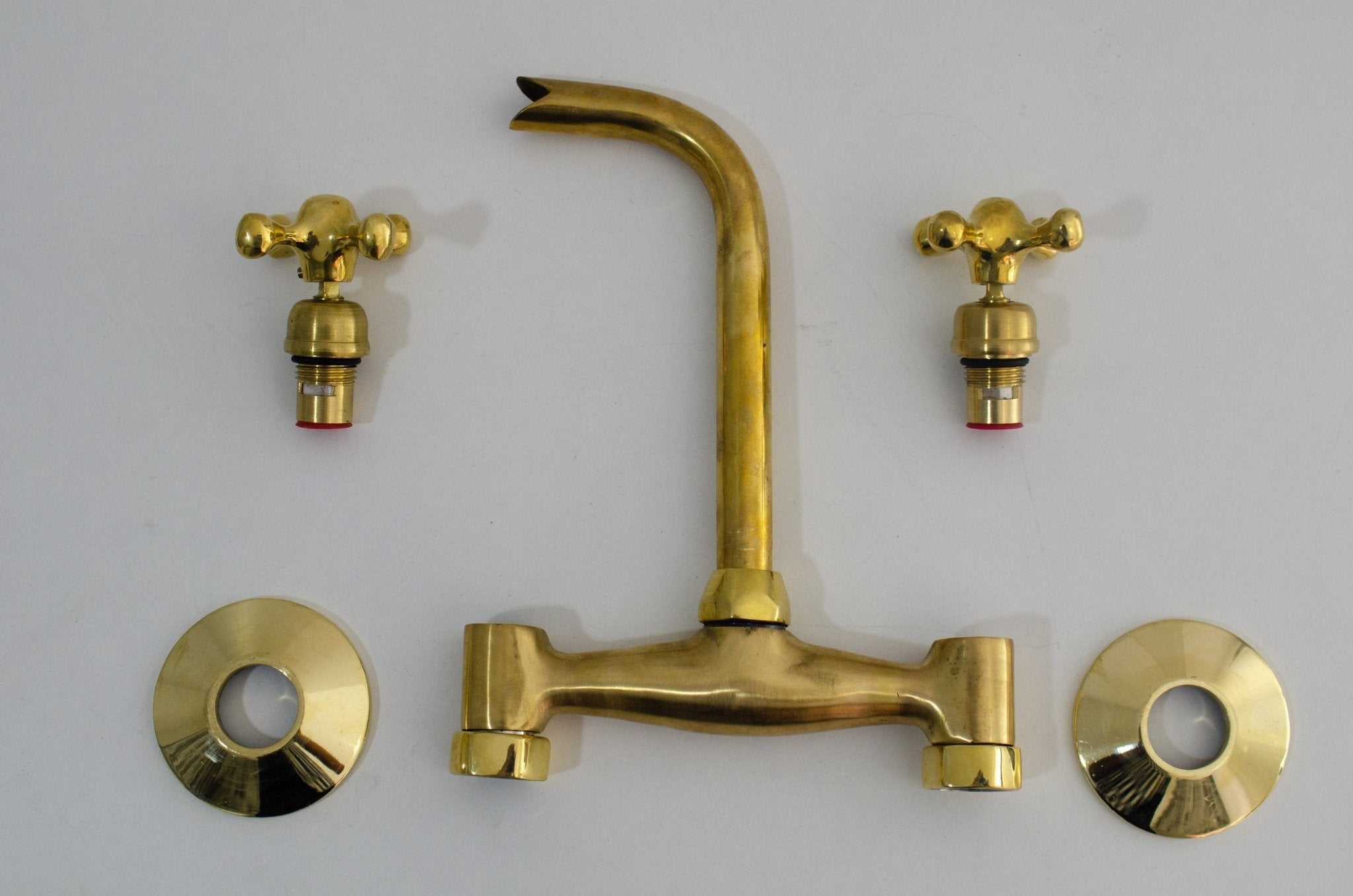 Brass Wall Mount Faucet - Antique Brass Bathroom Faucet ISF42