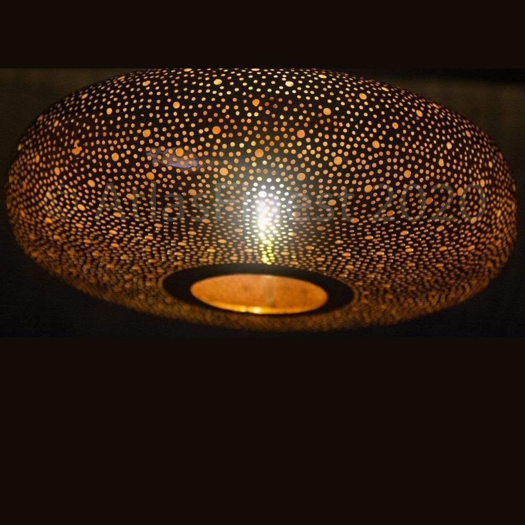 Copper Hanging Pendant Light Morocco Shade Ceiling Lantern