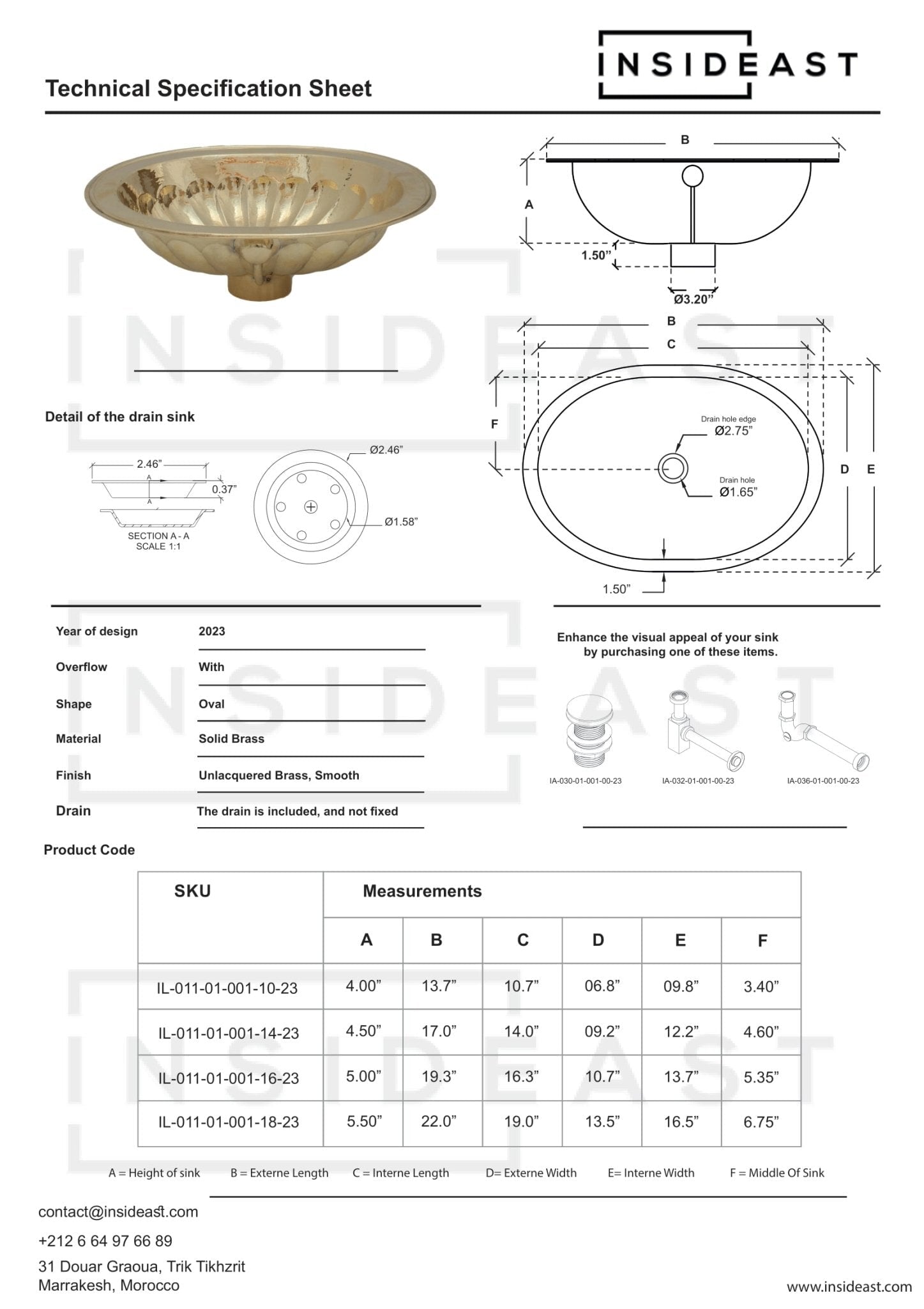 Handcrafted Petal Etched Oval Solid Brass Sink, Drop In Customizable Brass Kitchen Sink