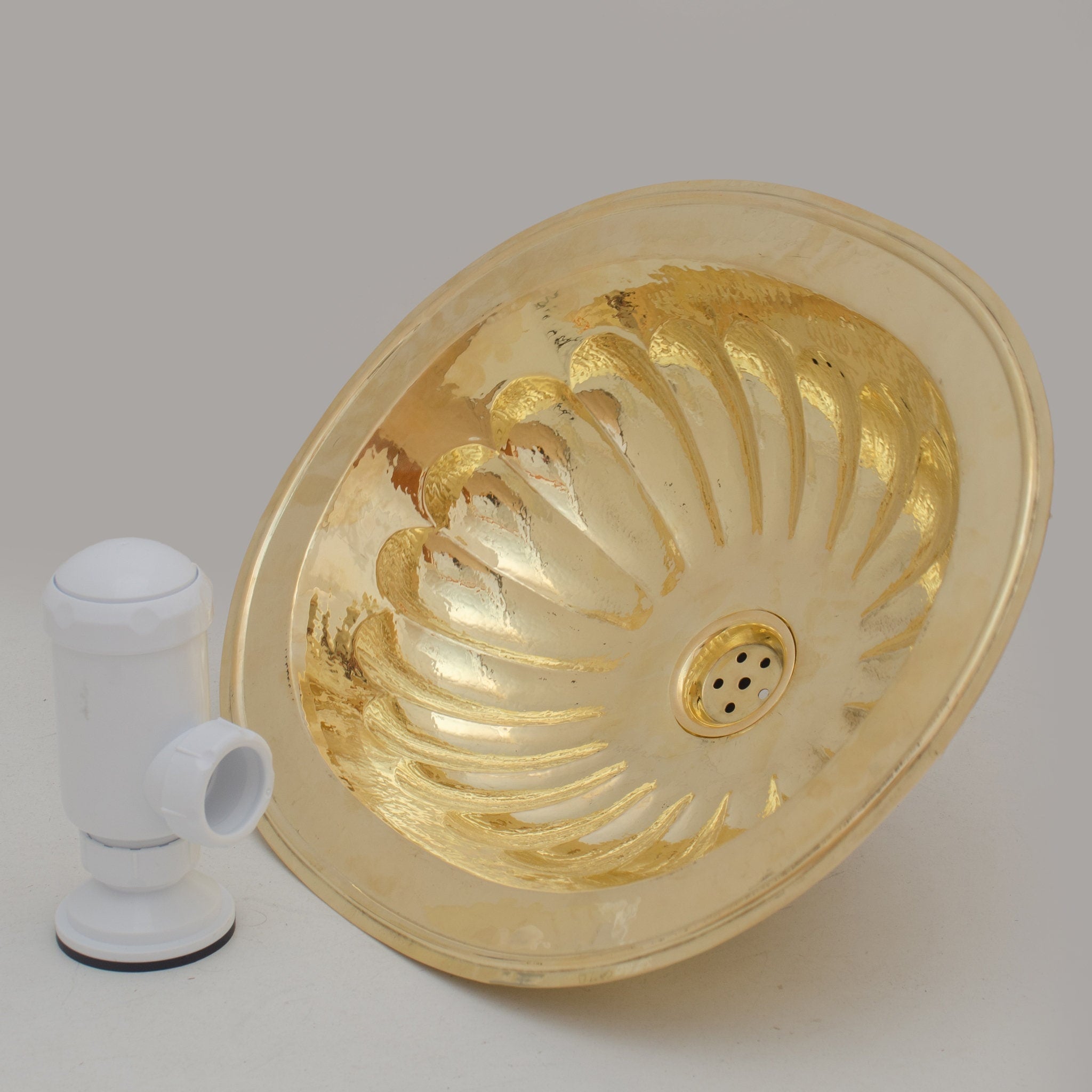 Handcrafted Petal Etched Oval Solid Brass Sink, Drop In Customizable Brass Kitchen Sink