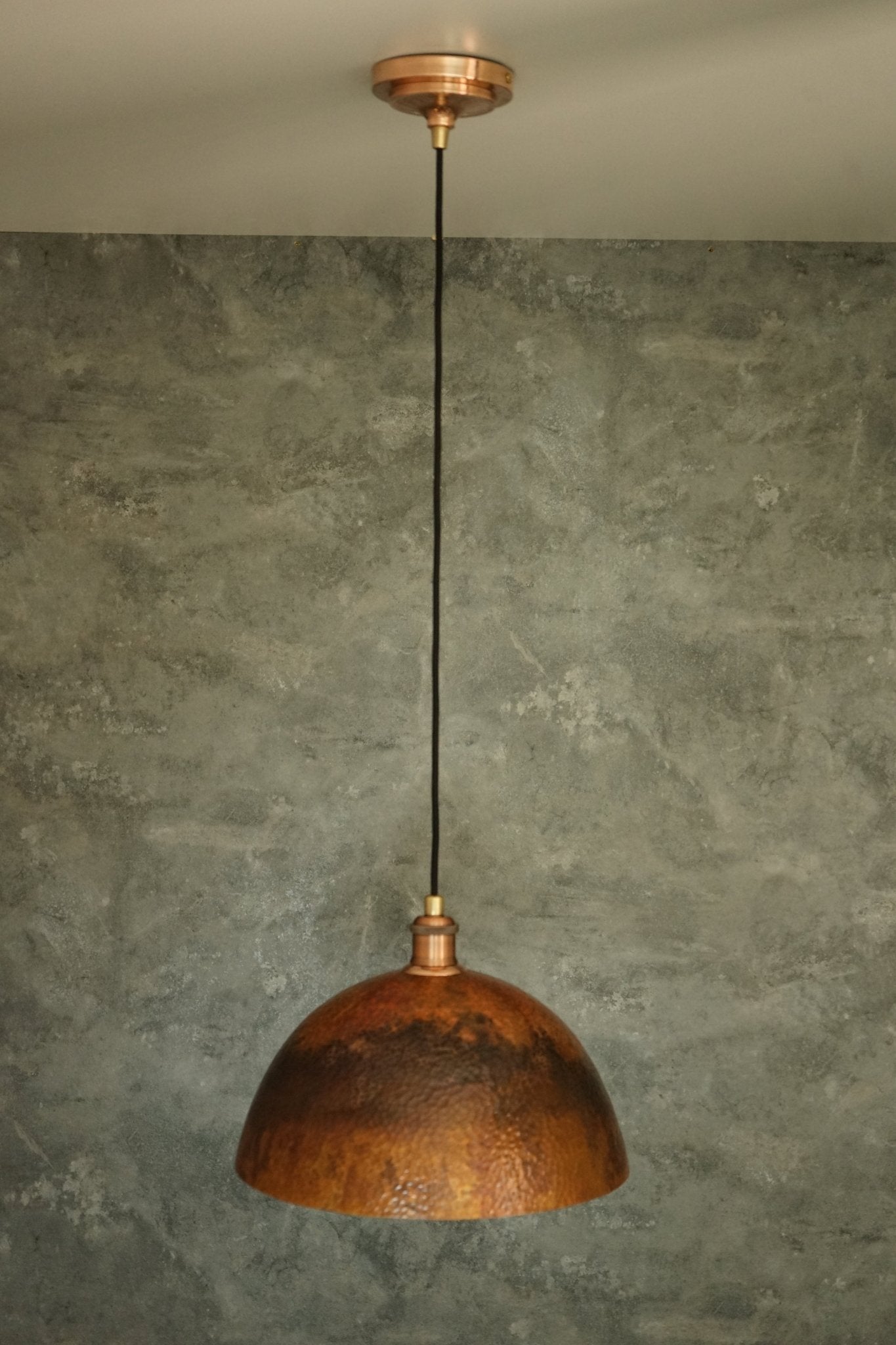Oxidized Copper Pendant Light, Dome Ceiling Light, Hanging Kitchen Island Light Fixture