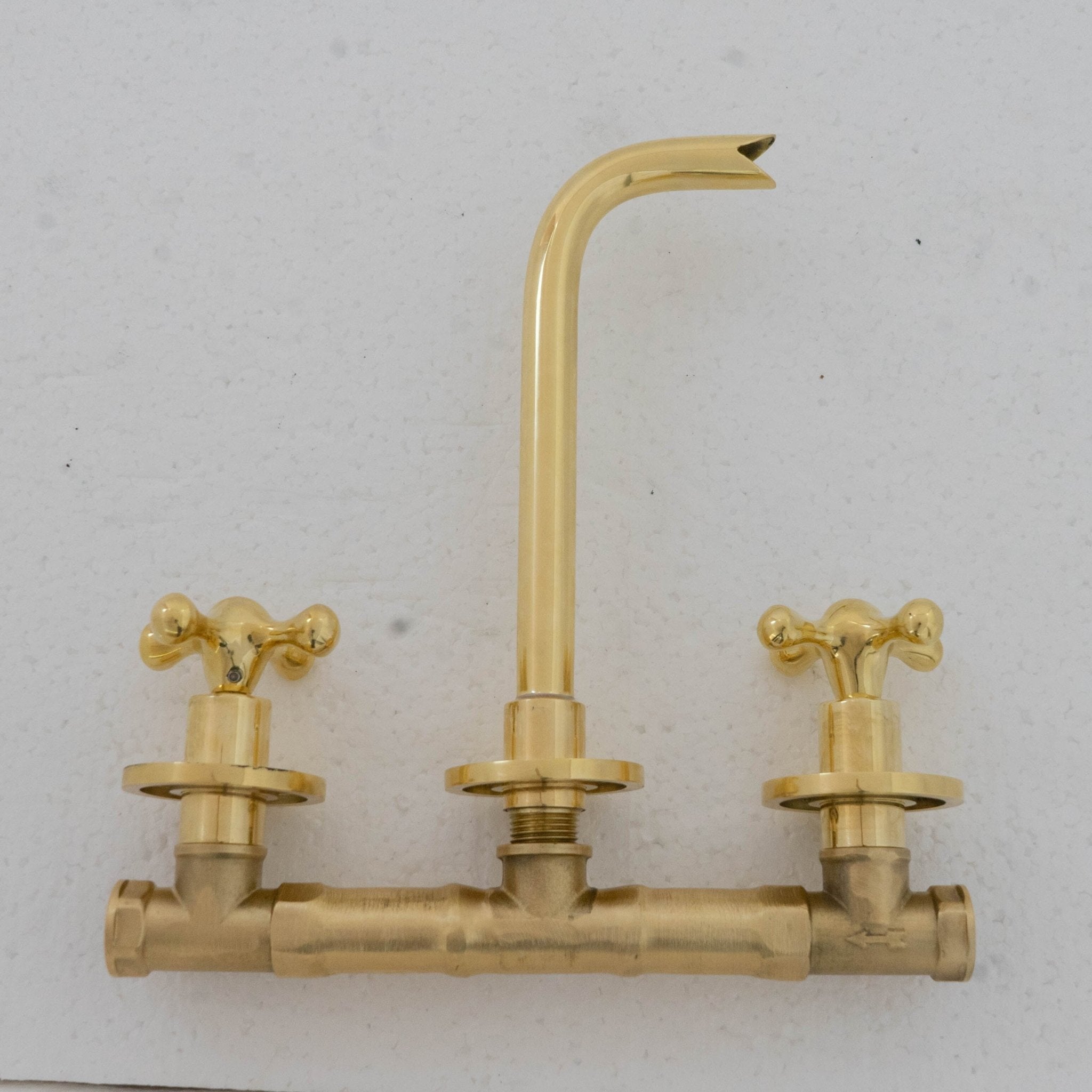 Unlacquered Brass Bathroom Faucet - Antique Brass Wall Mount Faucet ISW01