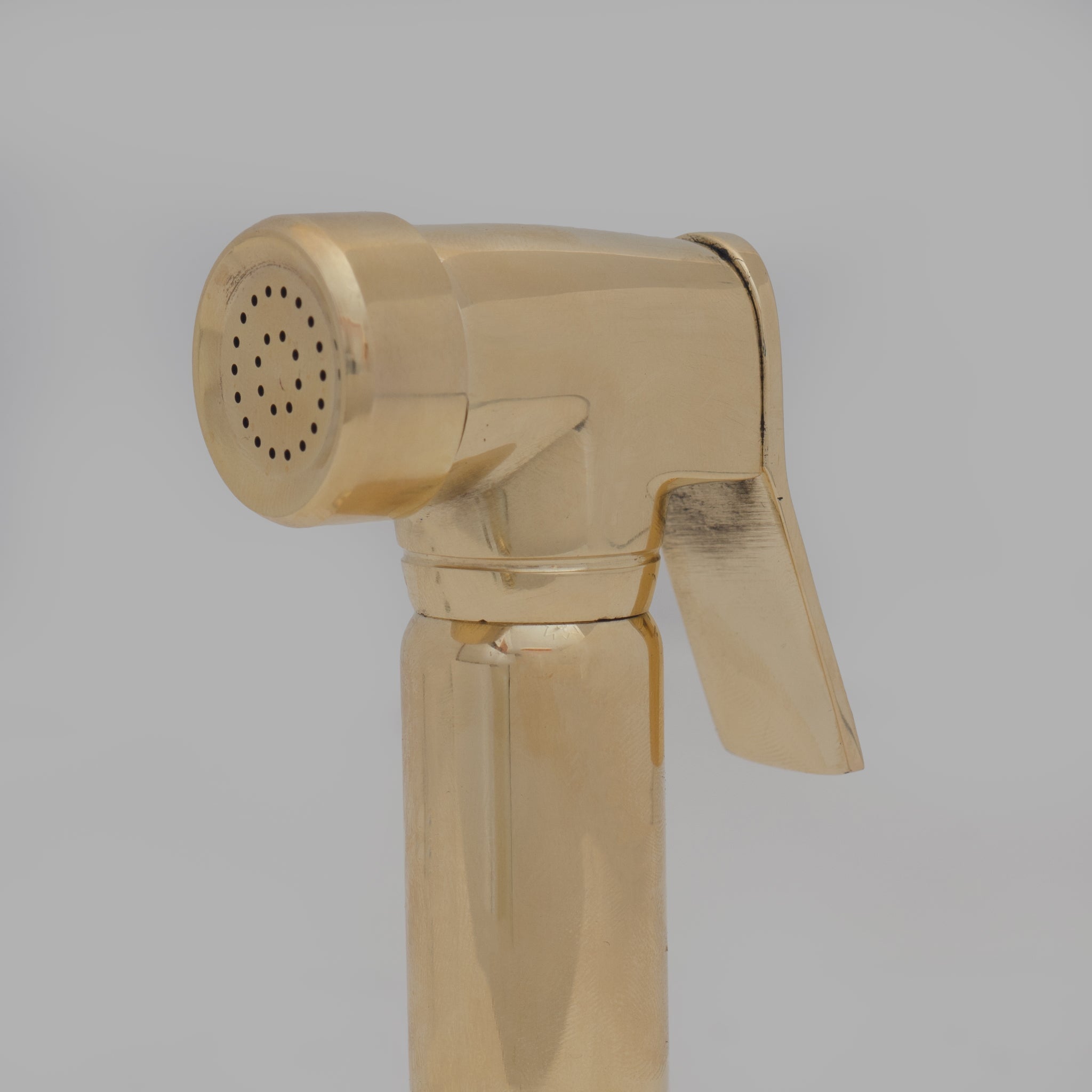 Unlacquered Brass Kitchen Faucet, Arched Bridge Faucet With Sprayer, Antique Brass Gold Faucet