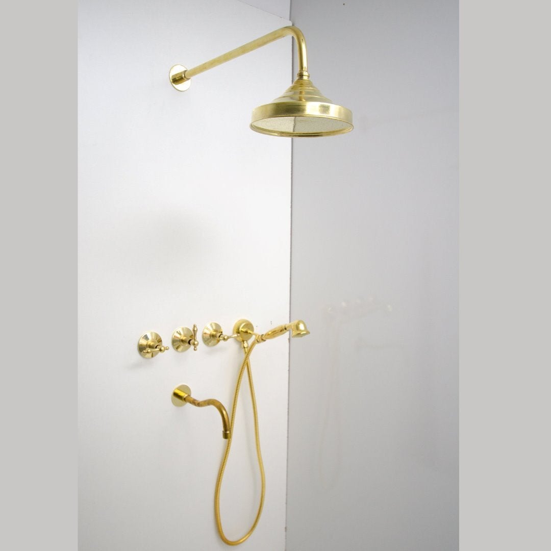 Unlacquered Brass Shower - Rain Shower Set ISH19