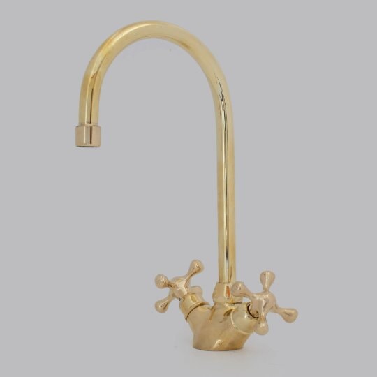 Unlacquered Brass Vanity Sink Faucet, Antique Brass Bathroom Single Hole Faucet