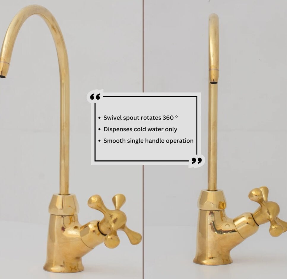 Unlacquered Brass Water Dispenser Kitchen Faucet, Cold Water Single Hole