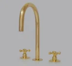 Deck Mounted Unlacquered Brass Faucet, Vanity Sink Faucet, Antique Brass Bathroom Faucet dual handle