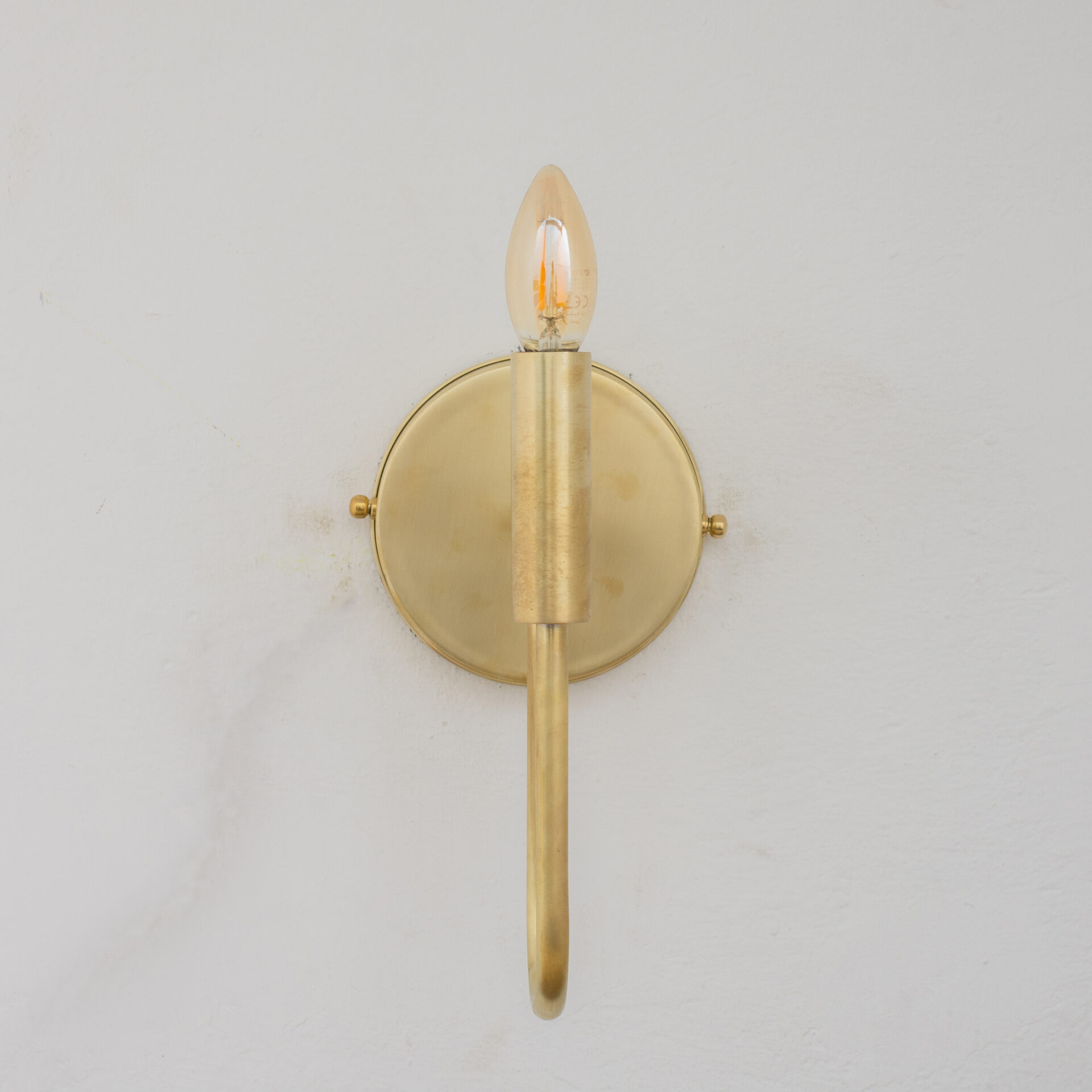 Solid Brass Wall Lamp, Sconce Lighting Fixture, Curved Arm Wall Light