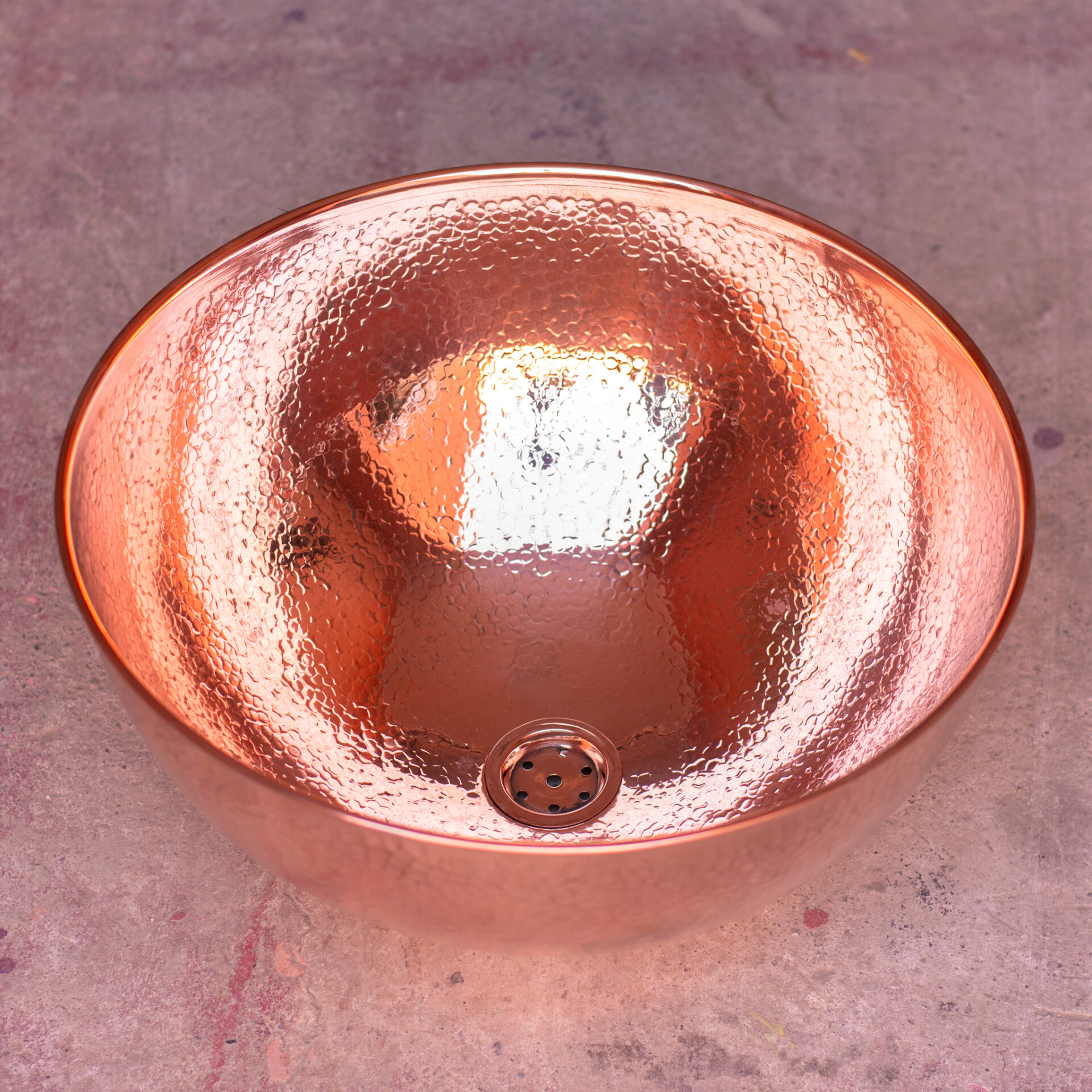 Hammered Copper Vessel Sink, Solid Copper Bathroom Washbasin, Round Sink Copper