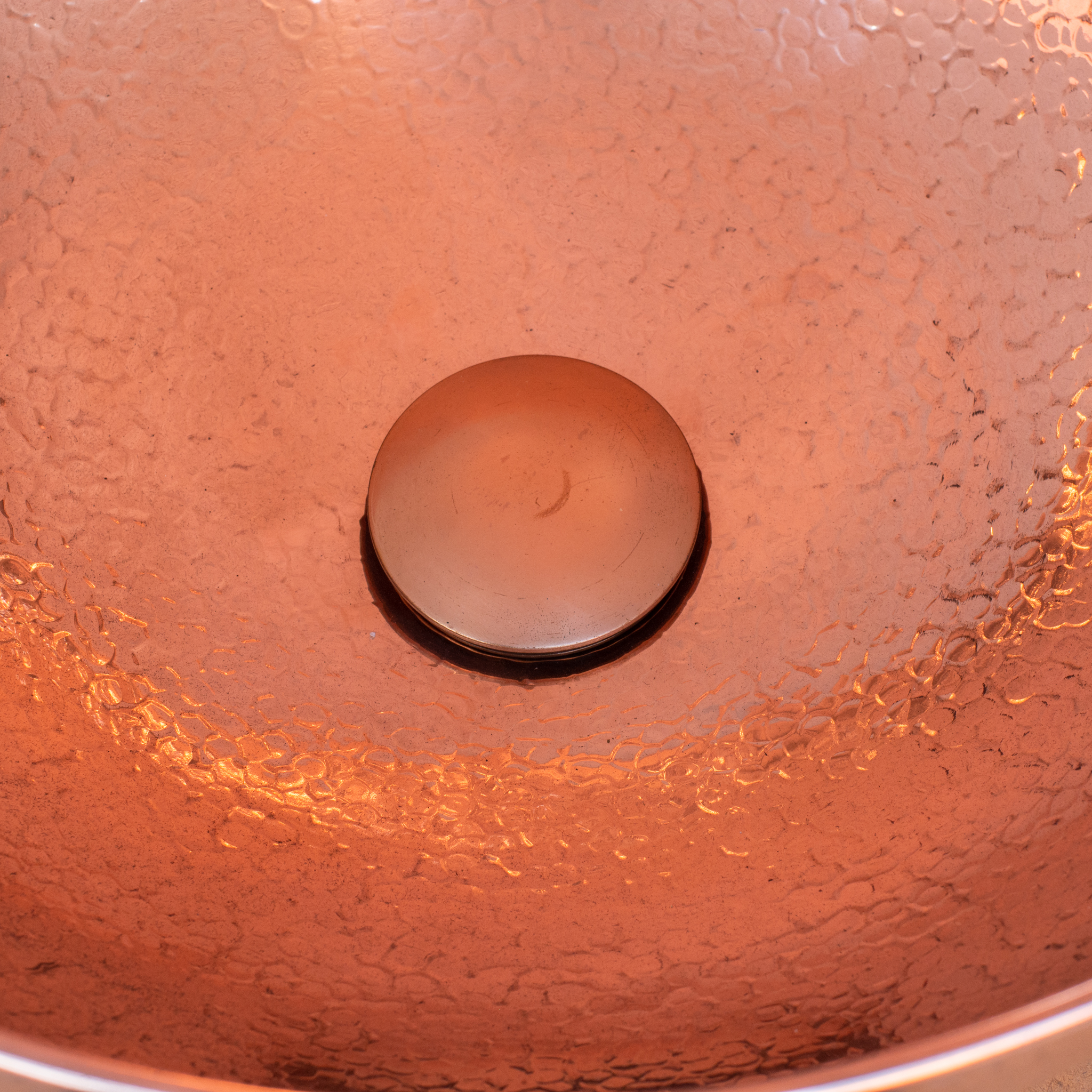 Hammered Copper Vessel Sink, Solid Copper Bathroom Washbasin, Round ...