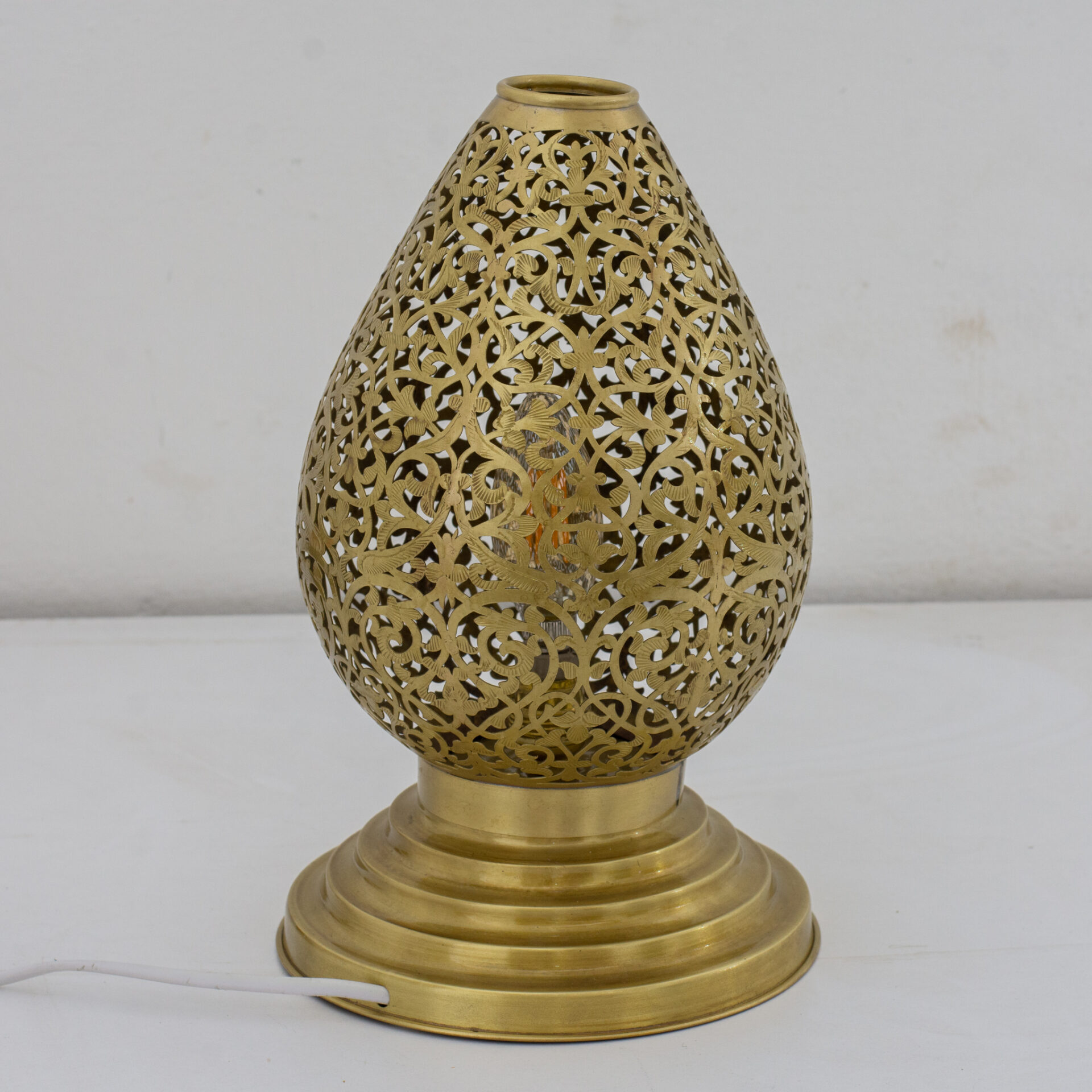 Unlacquered Brass Table Pierced Table Light, Bedside Lamp, Perforated Base Lamp