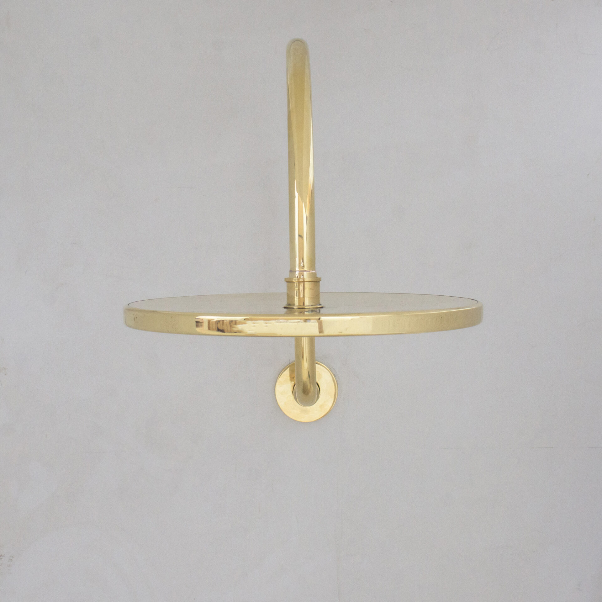 Unlacquered Brass Gooseneck Shower Arm With Rainfall Showerhead, Solid Brass Wall Mounted Shower Arm