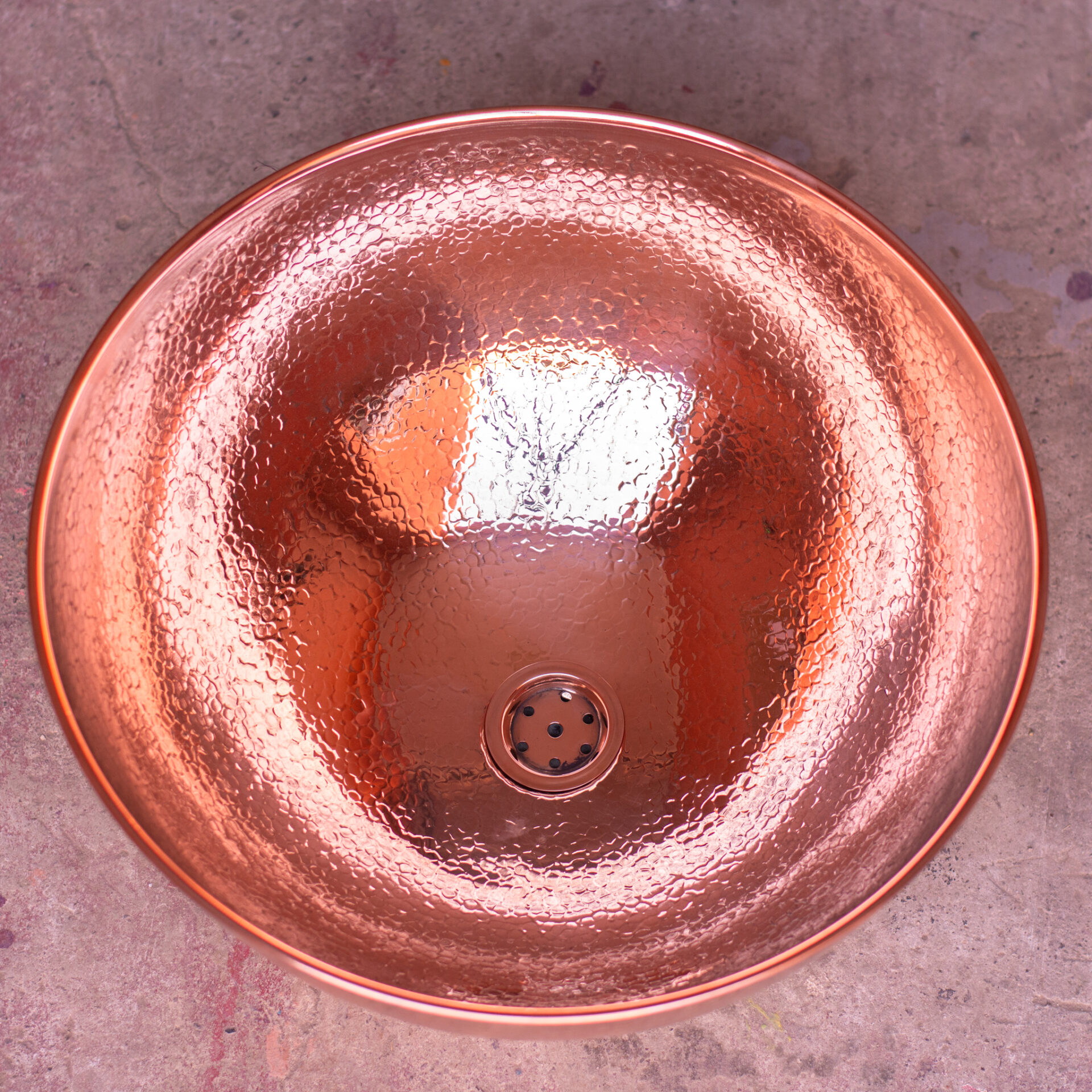 Hammered Copper Vessel Sink, Solid Copper Bathroom Washbasin, Round Sink Copper