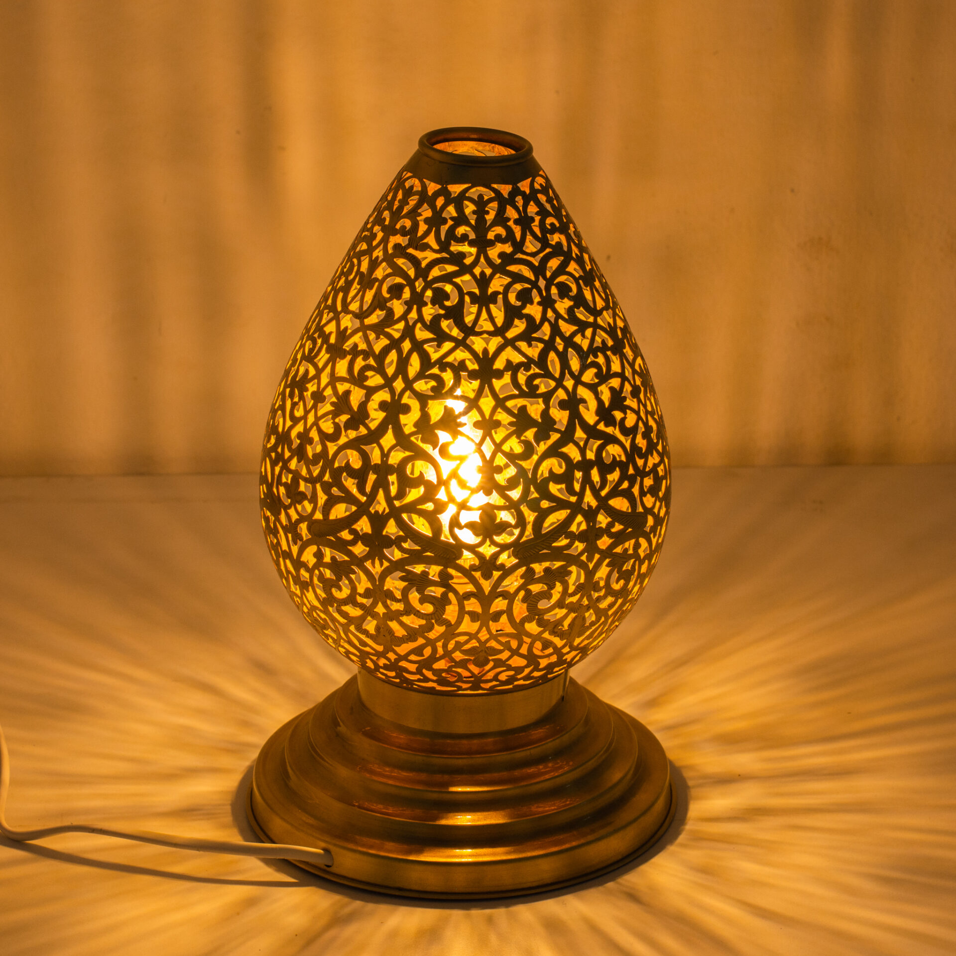 Unlacquered Brass Table Pierced Table Light, Bedside Lamp, Perforated Base Lamp