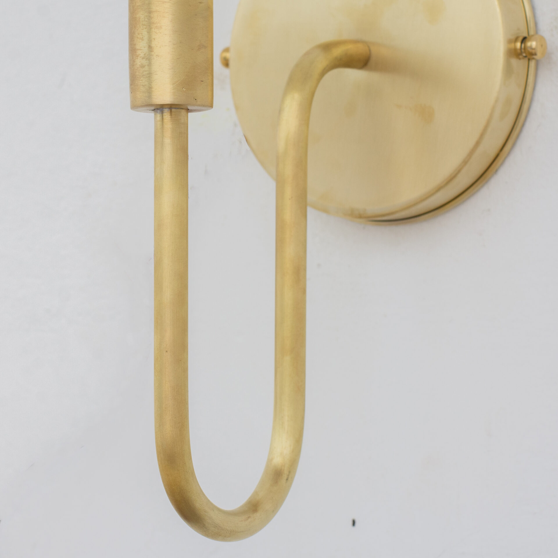 Solid Brass Wall Lamp, Sconce Lighting Fixture, Curved Arm Wall Light