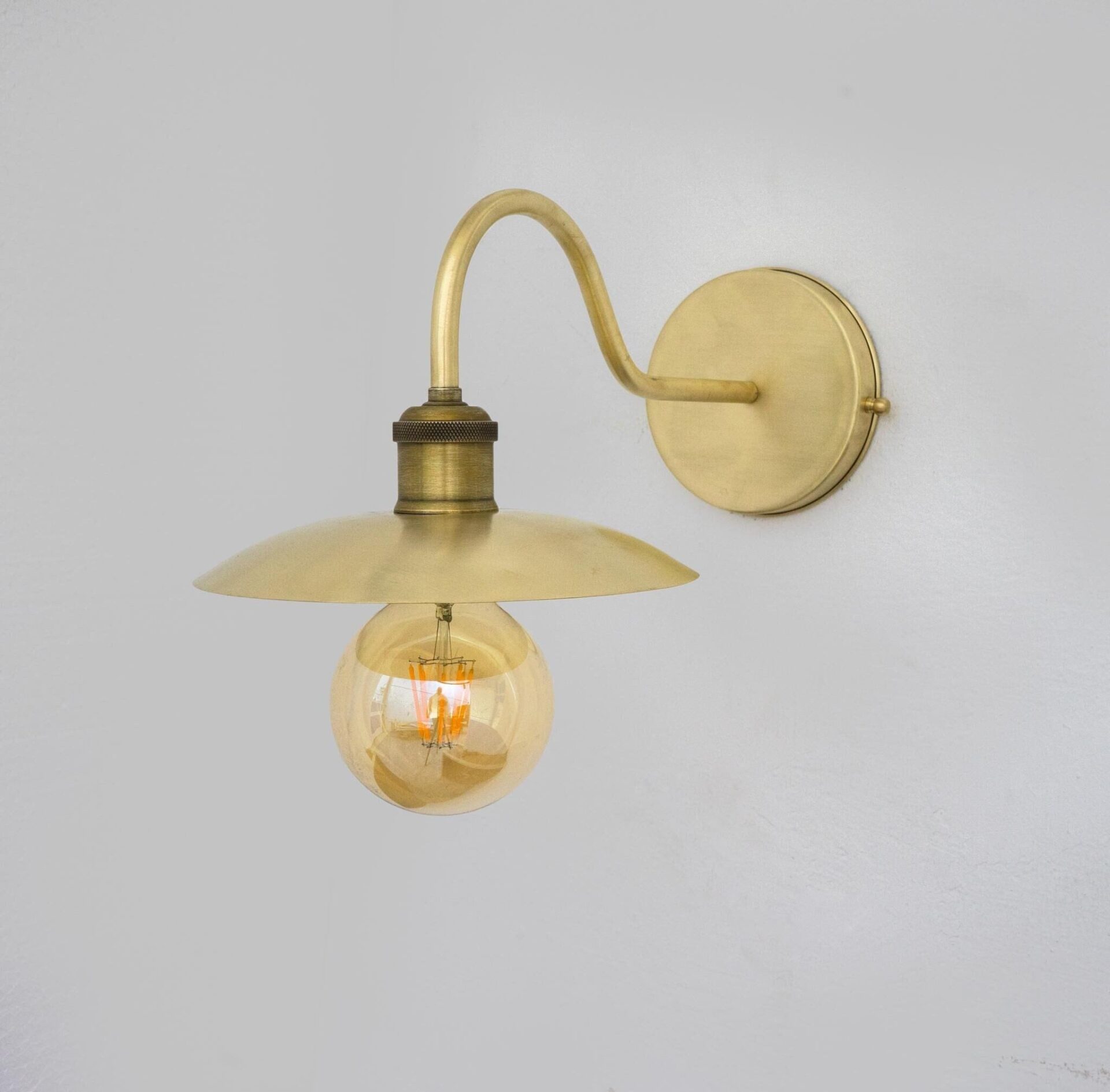 Brushed Brass Wall Sconce Light, Solid Brass Wall Lamp, Wall Lighting Fixture