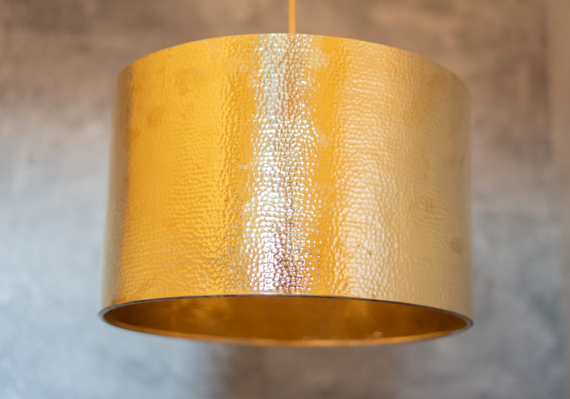 Hammered Brass Cylinder Pendant Light, Unlacquered Brass Pendant Light