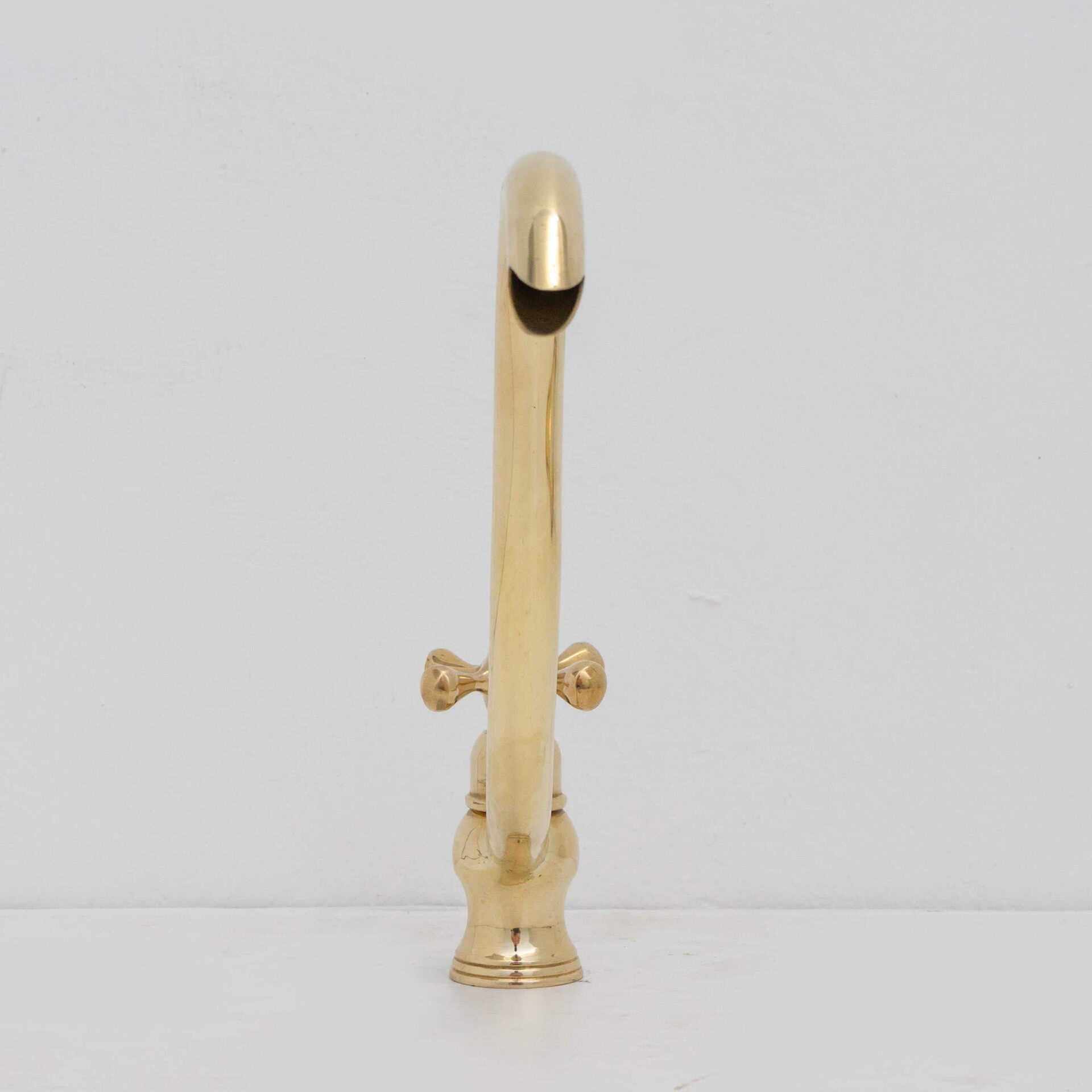 Solid Brass Cold Water Tap, Unlacquered Brass Faucet With Traditional Cross Handles