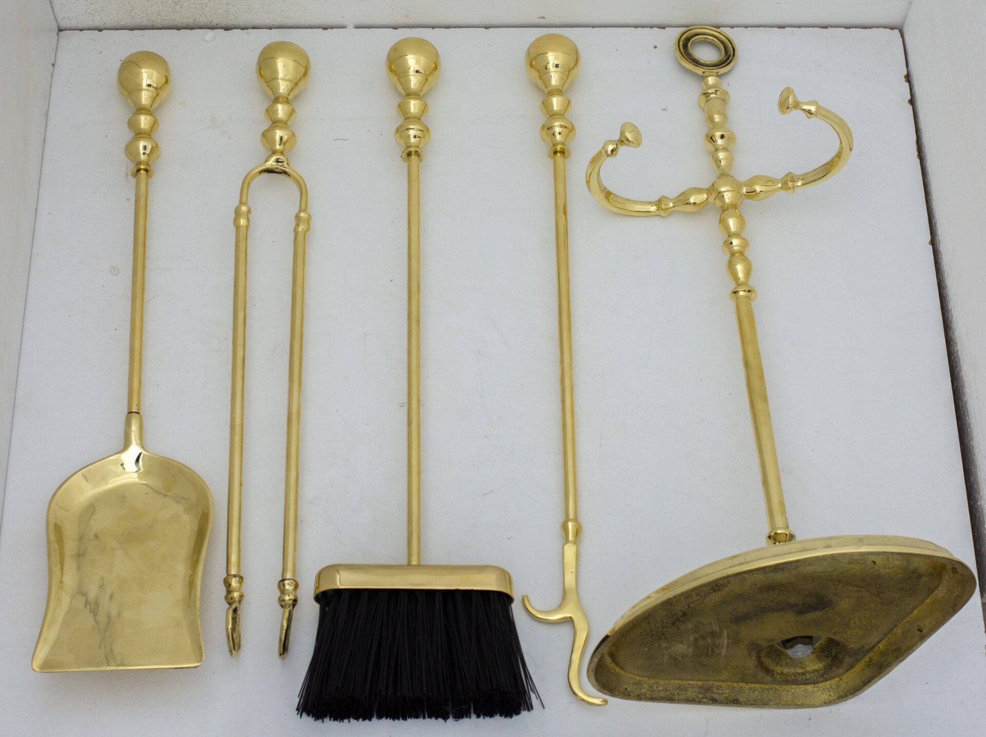 Solid Brass Fireplace Set Tools, Heavy Duty Fire Poker Set