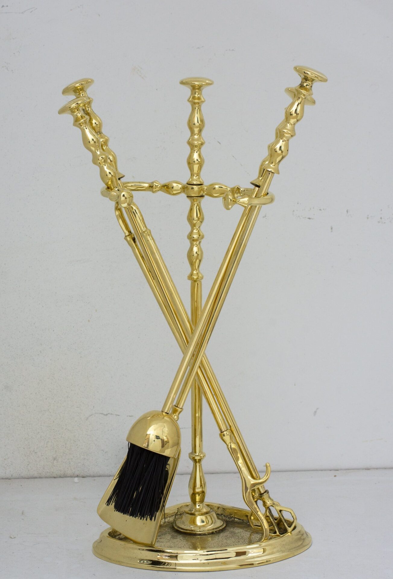 Solid Brass Fireplace Tools, Heavy Duty Fireside Set, Firewood Tongs With Stand