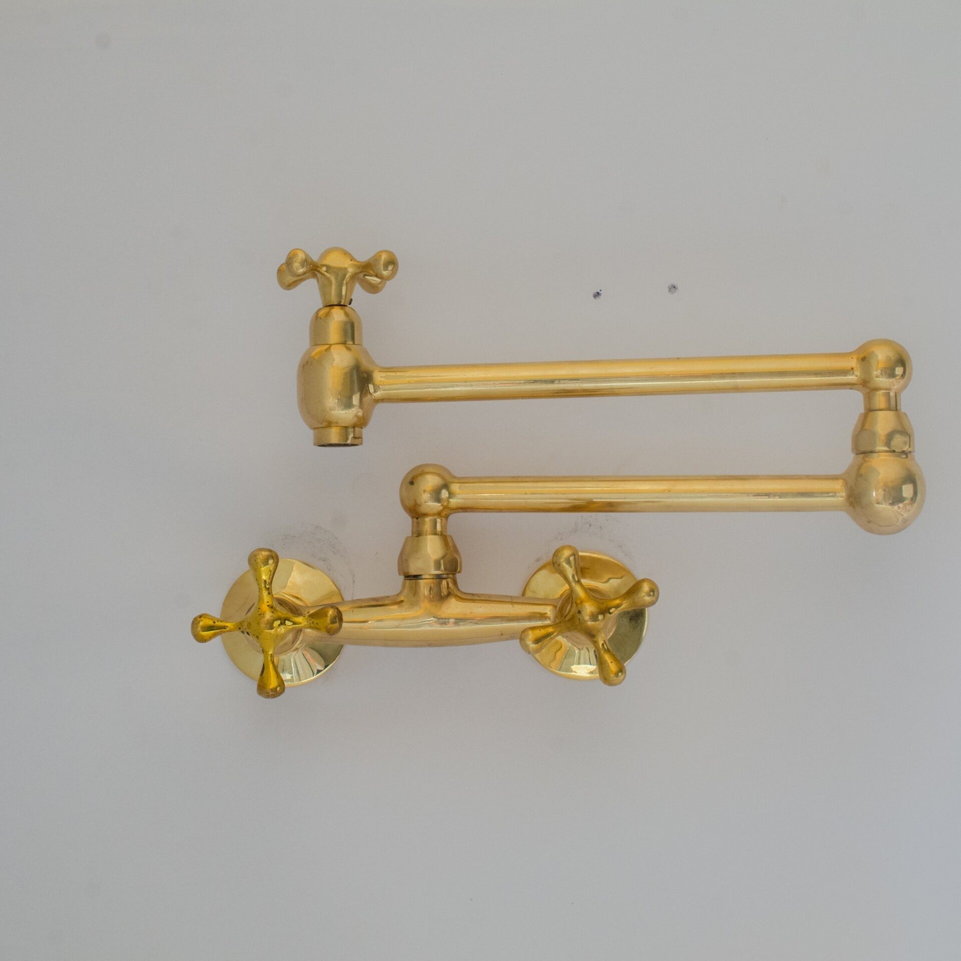 Unlacquered Brass Wall Mount Faucet - Dual Handle Faucet