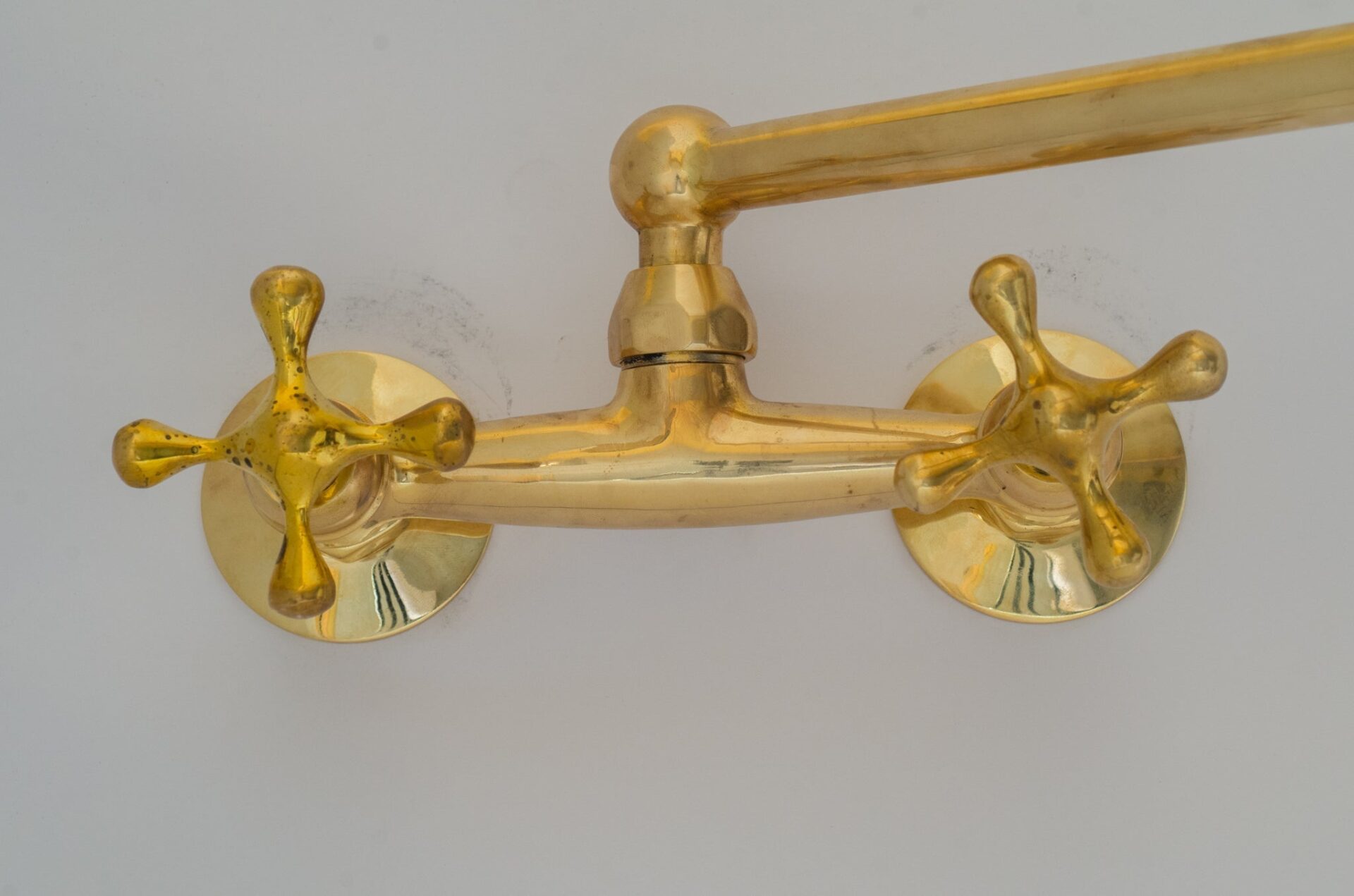 Unlacquered Brass Wall Mount Faucet - Dual Handle Faucet