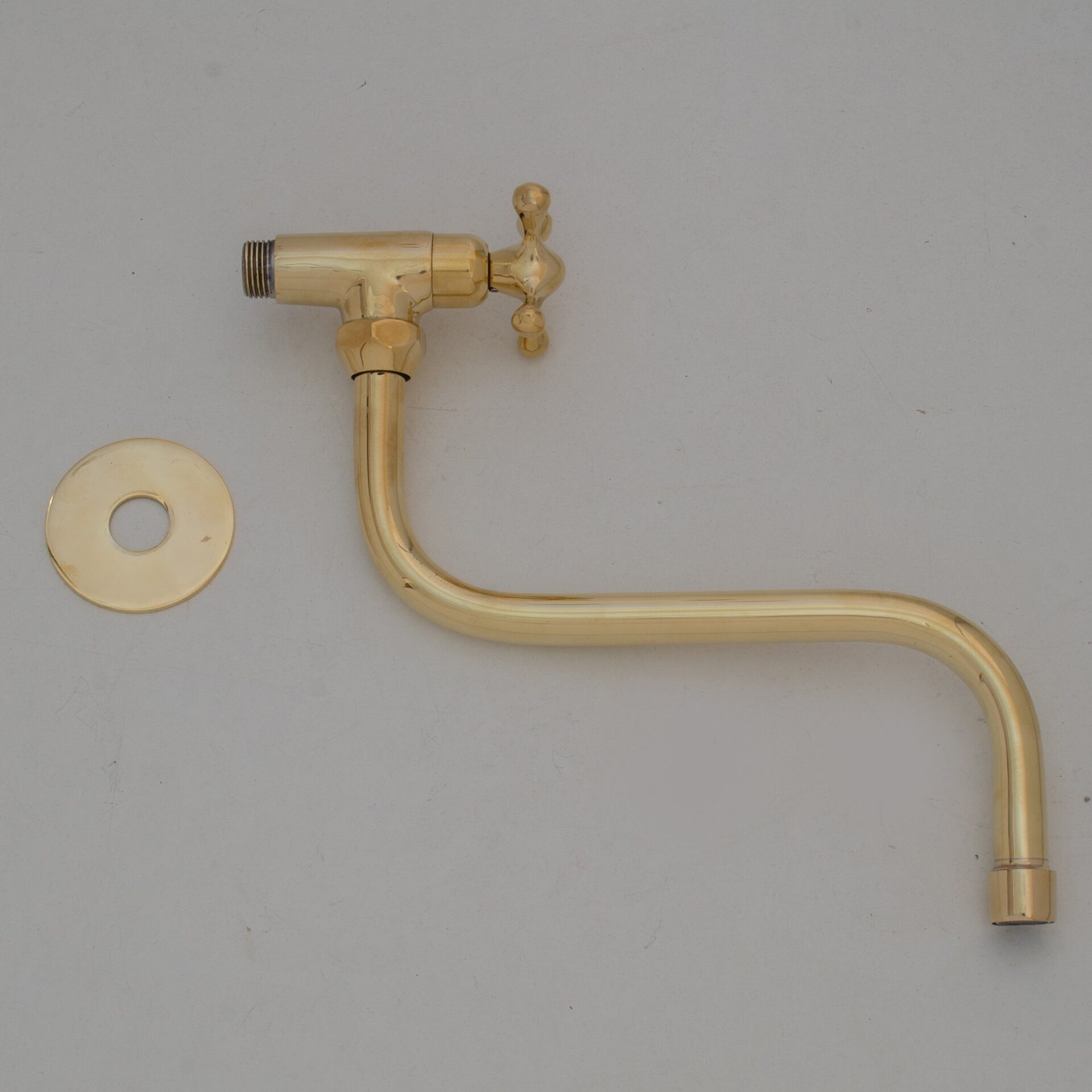 Unlacquered Brass Wall Mount Faucet - Dual Handle Faucet