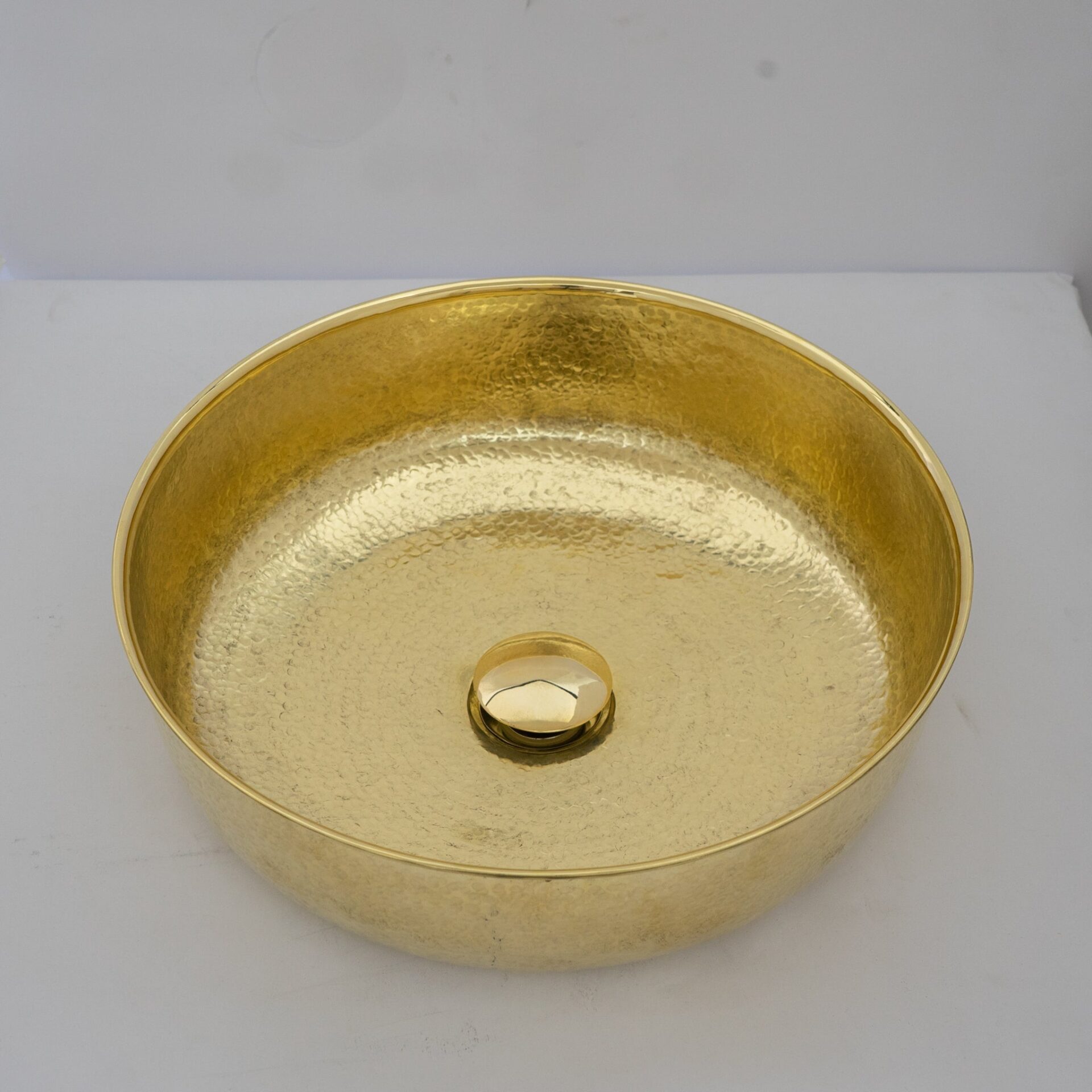 Unlacquered Hammered Brass Countertop Washbasin, Solid Brass Bathroom Vessel Sink