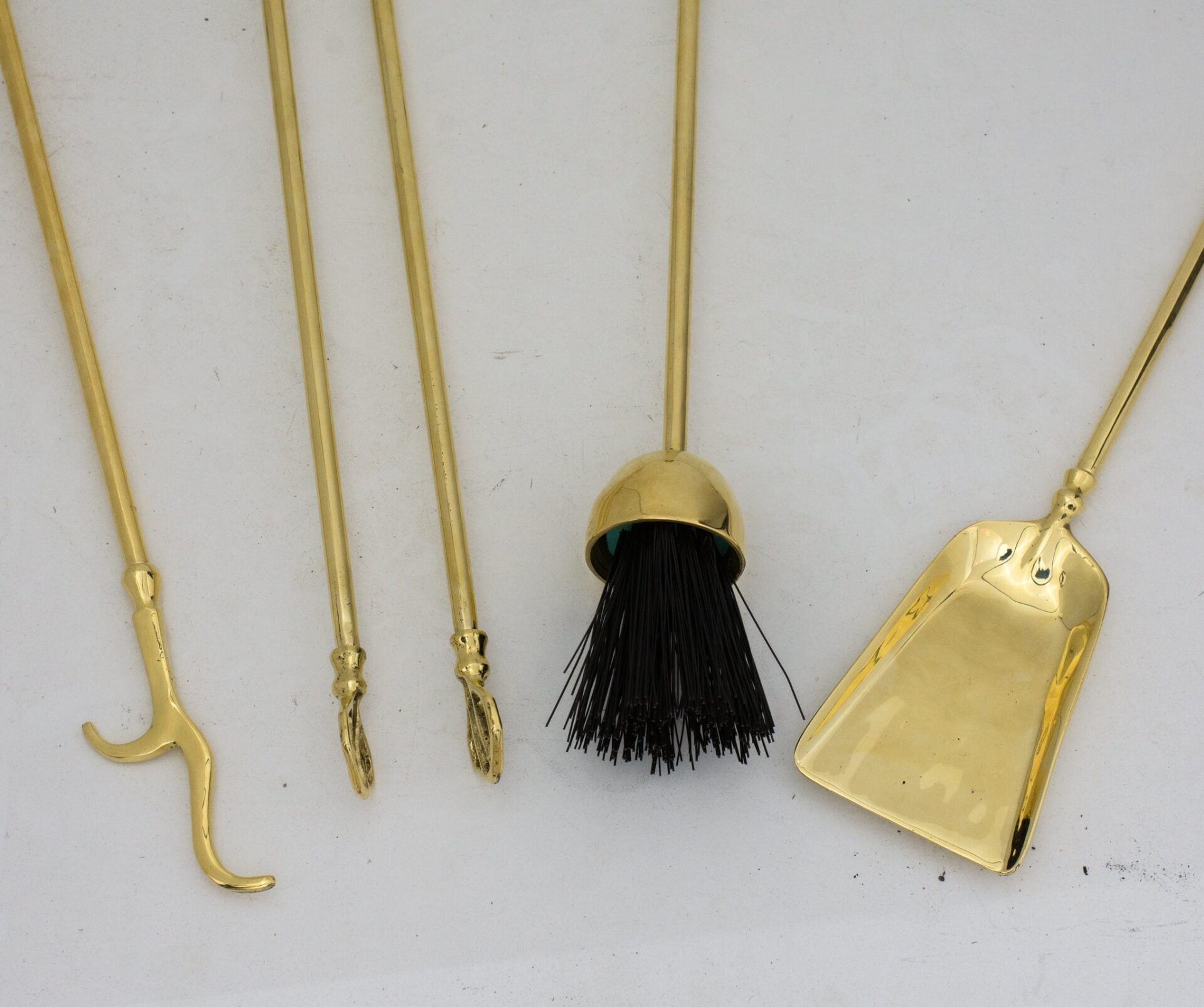 Wall-Mounted Solid Brass Fireplace Tools, Handcrafted Fireplace Set